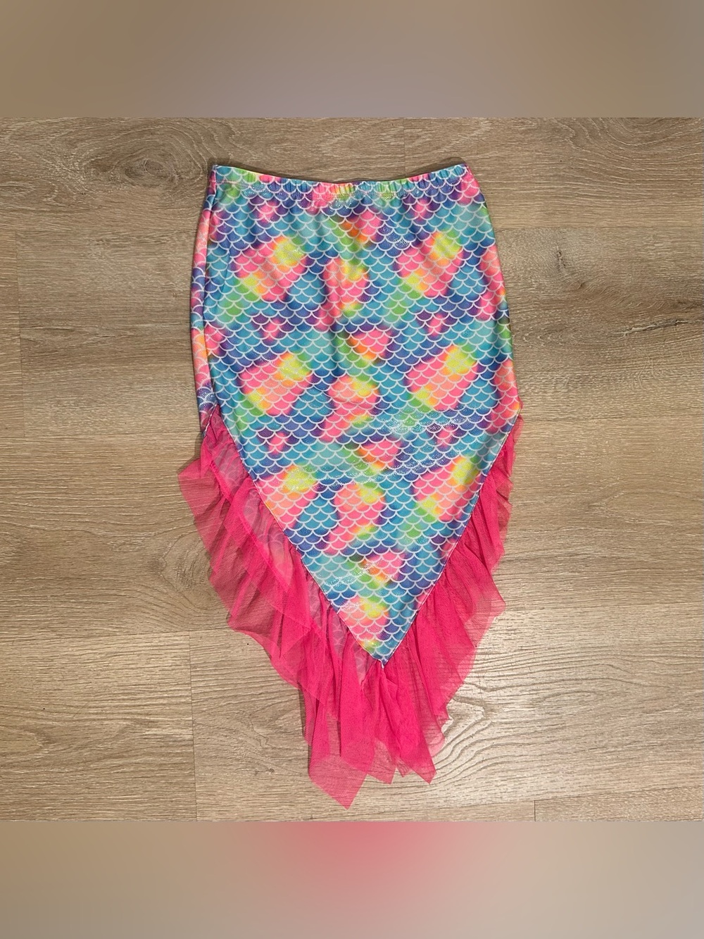 wonder nation Multicolor Mermaid Scale Swim Skirt with Pink Ruffle
